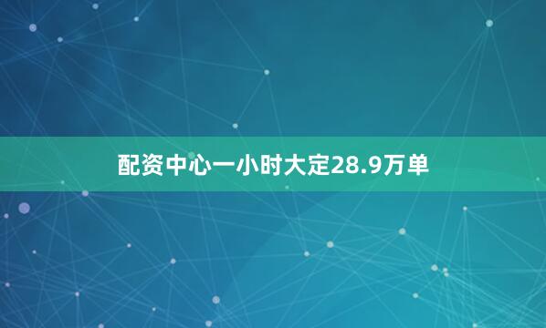 配资中心一小时大定28.9万单