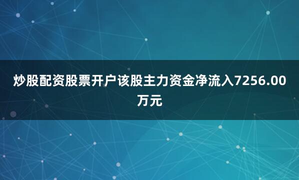 炒股配资股票开户该股主力资金净流入7256.00万元